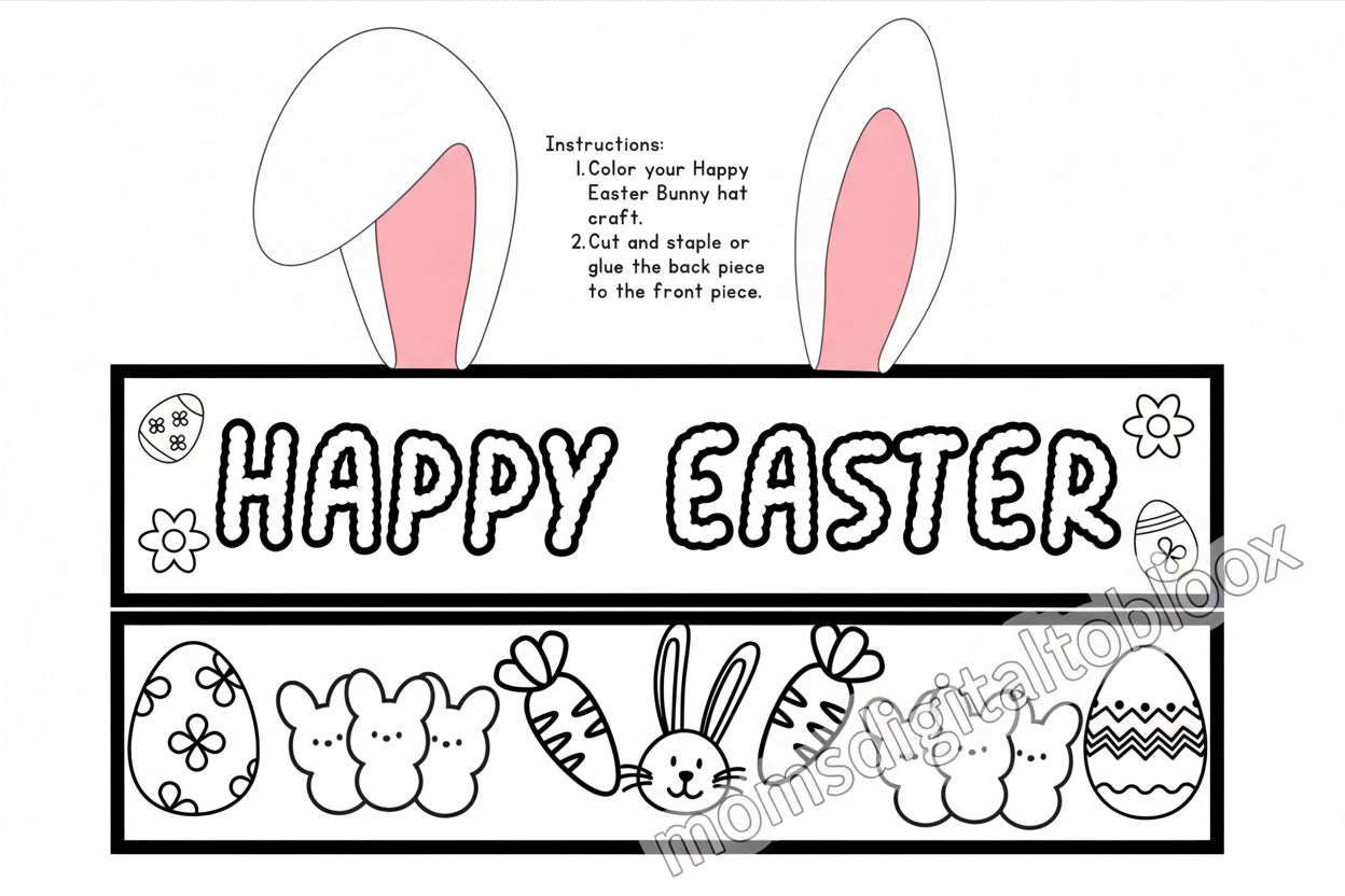 DIY Easter Bunny Hat Printable Kids activity