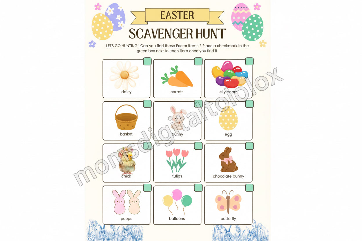 Easter Scanvenger Hunt worksheet- printable