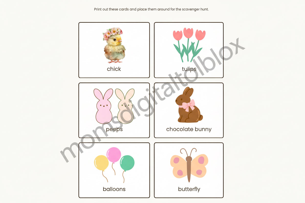 Easter Scanvenger Hunt worksheet- printable