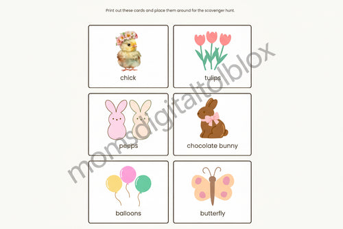 Easter Scanvenger Hunt worksheet- printable